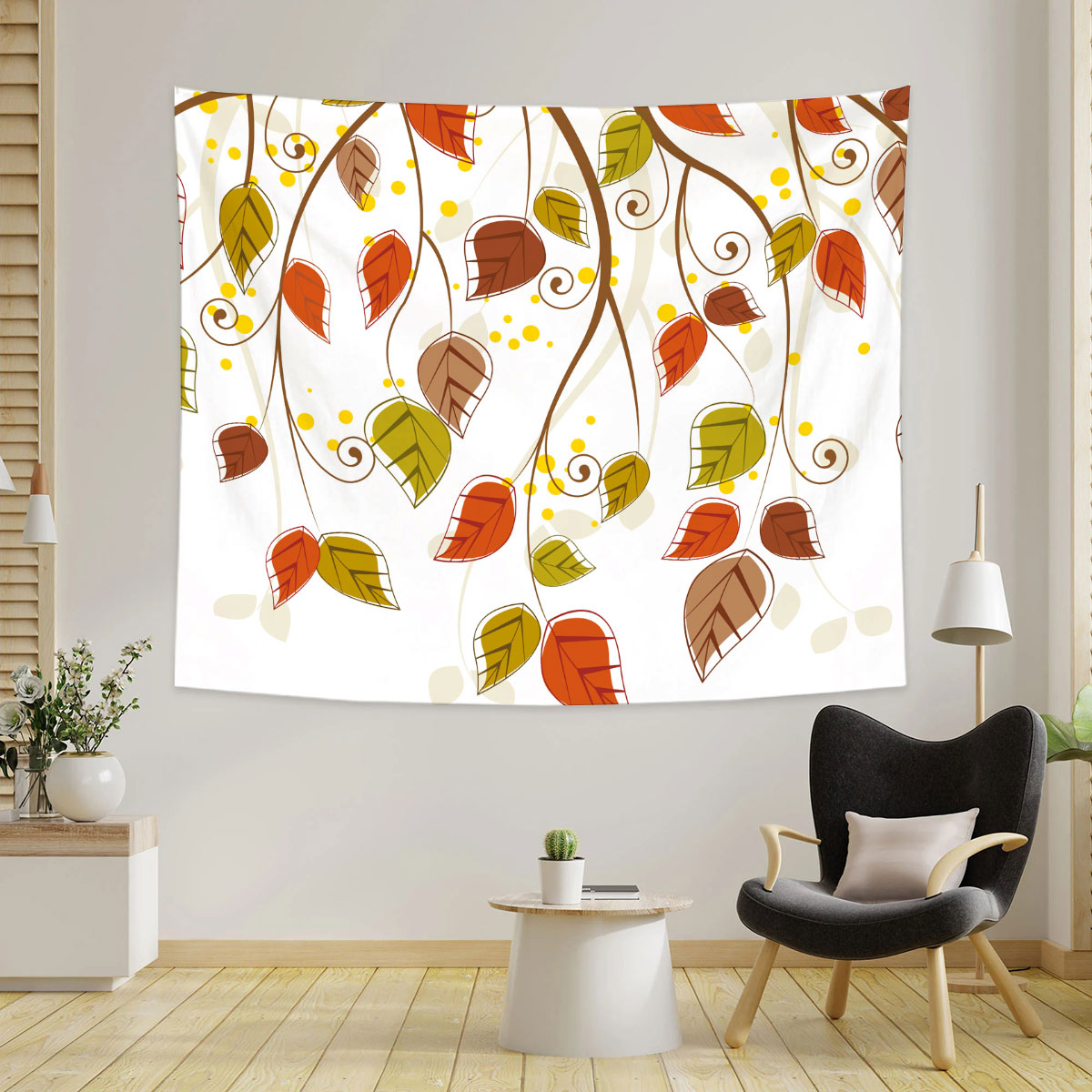 Retro Fall Leaves Tapestry