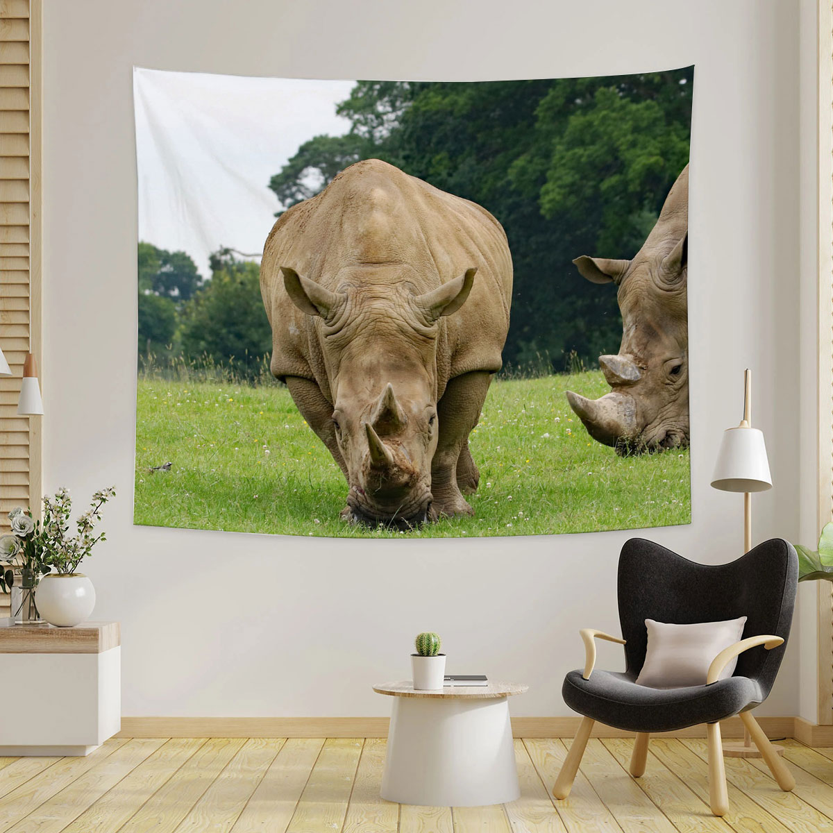 Rhino In The Wild Tapestry