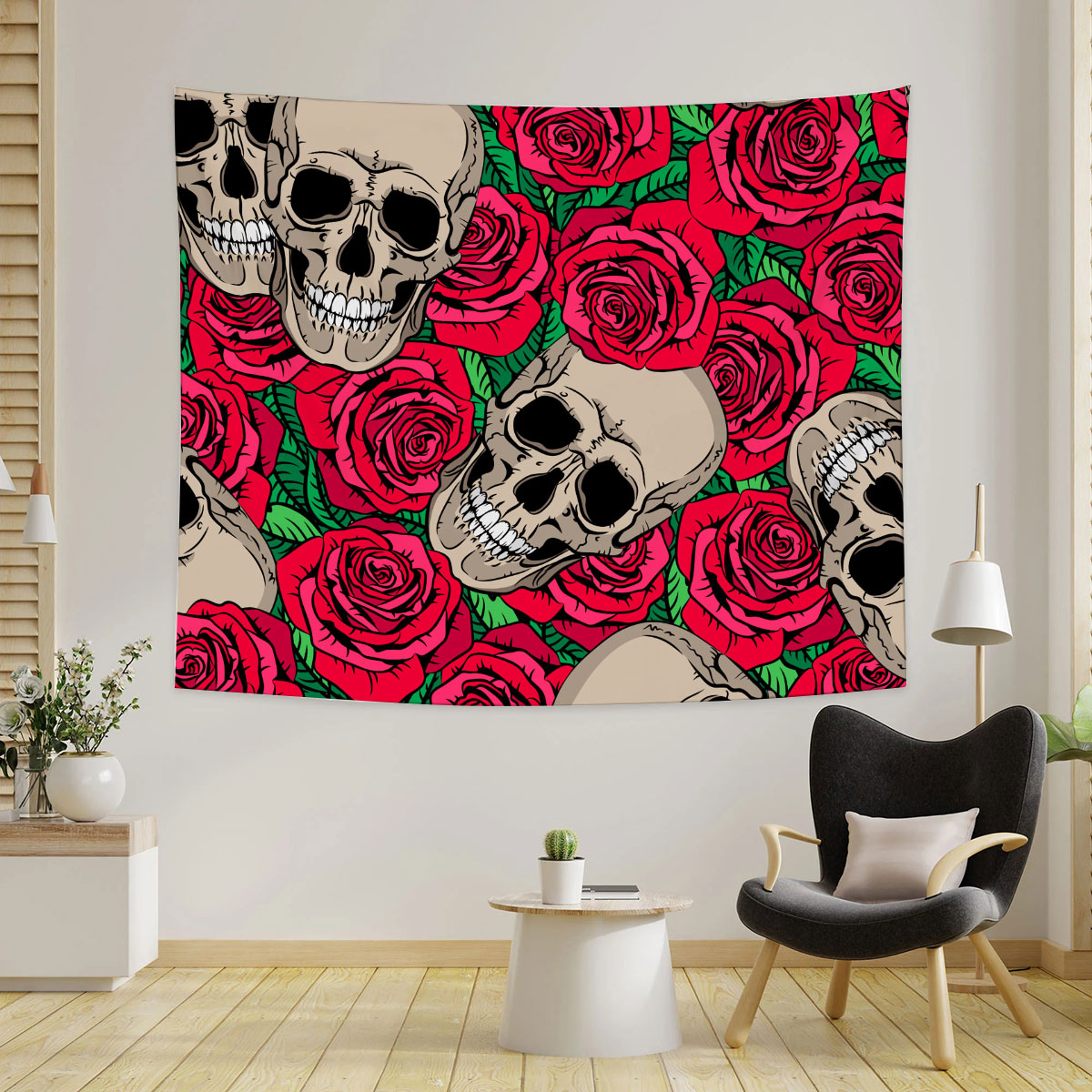 Skull Rose Tapestry