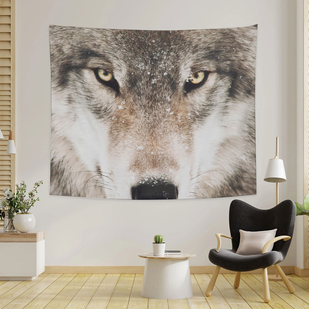 Snowy Wolf Tapestry
