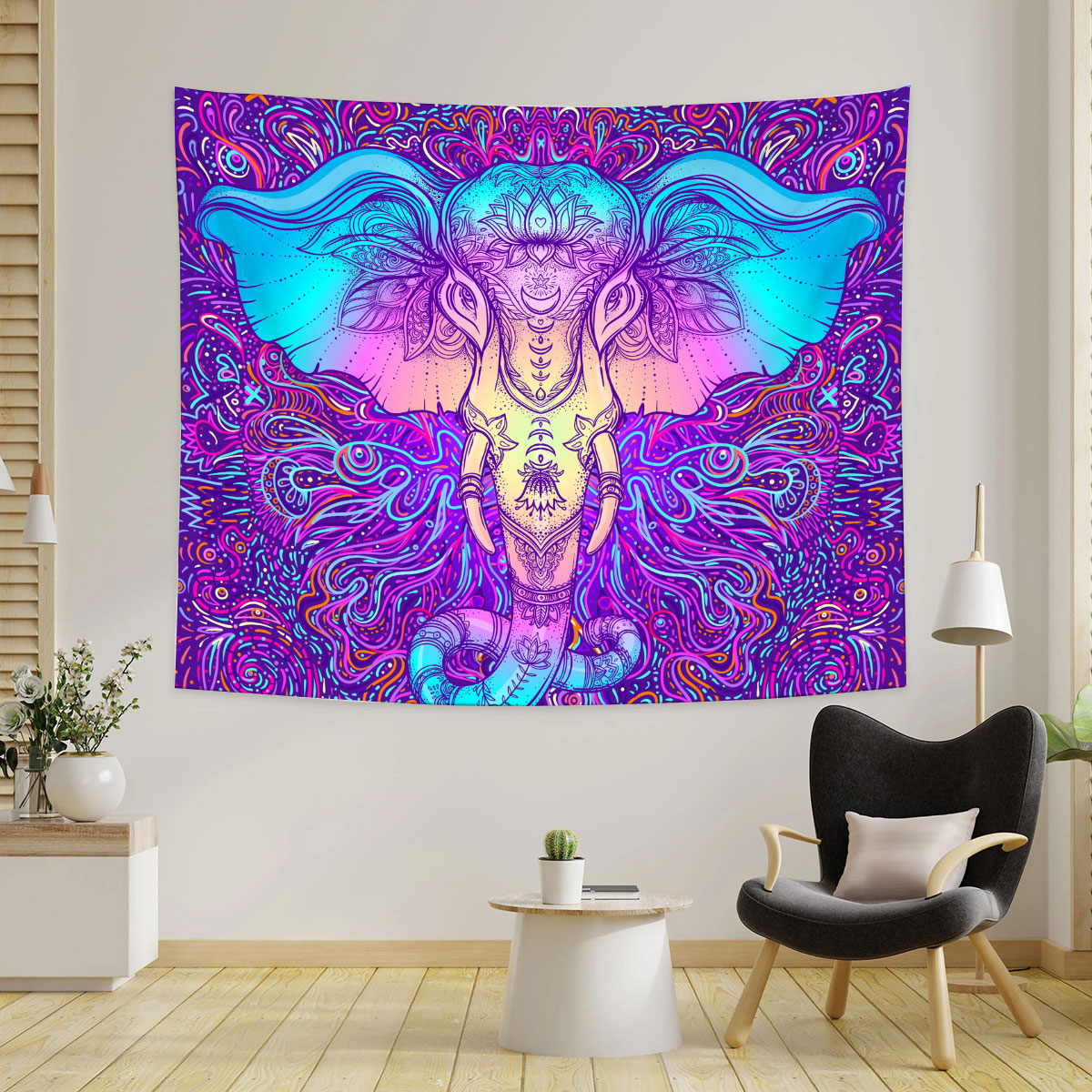 Trippy Elephant Tapestry