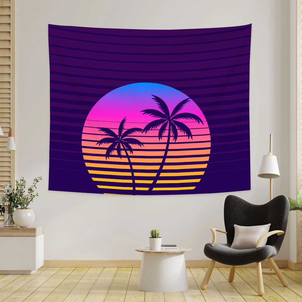 Tropical Purple Sunrise Tapestry