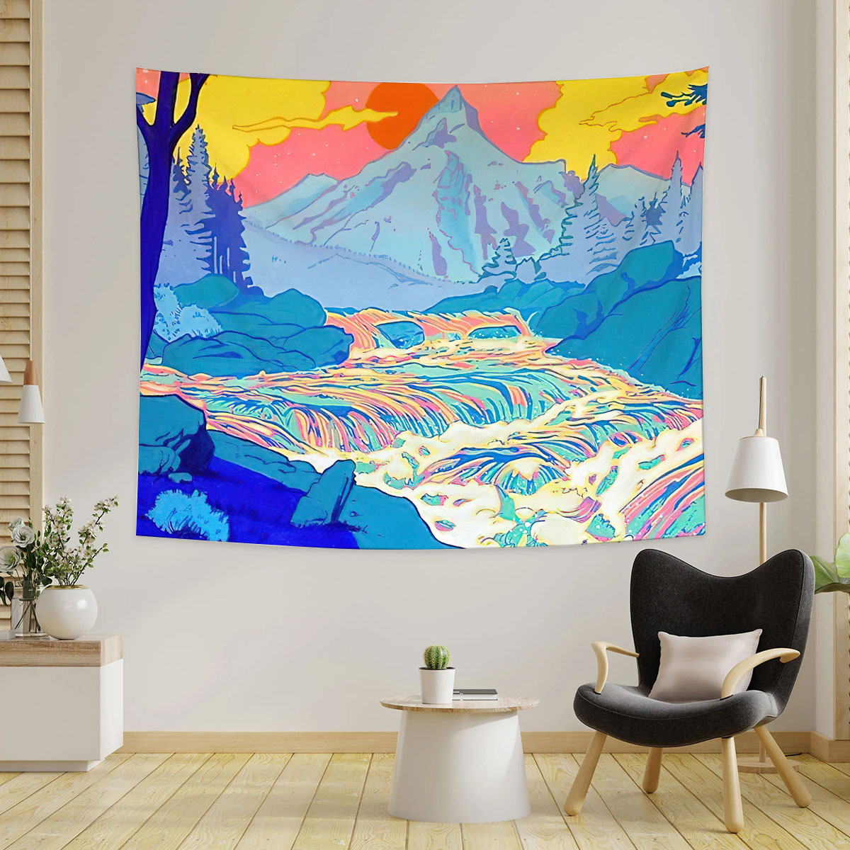 Vintage Abstract River Tapestry