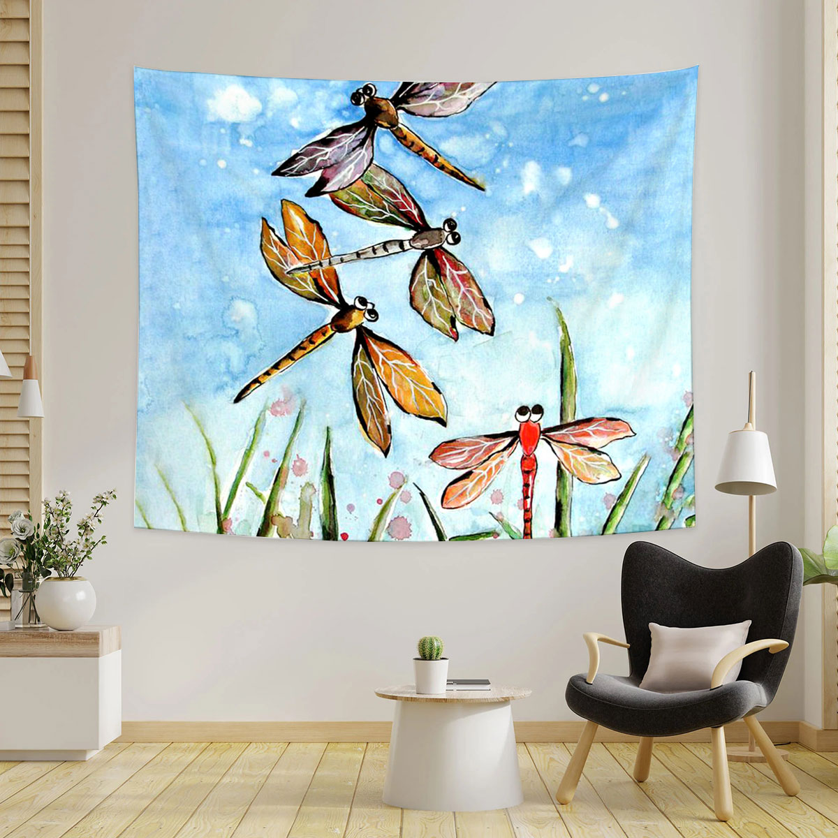 Water Color Dragonfly Tapestry