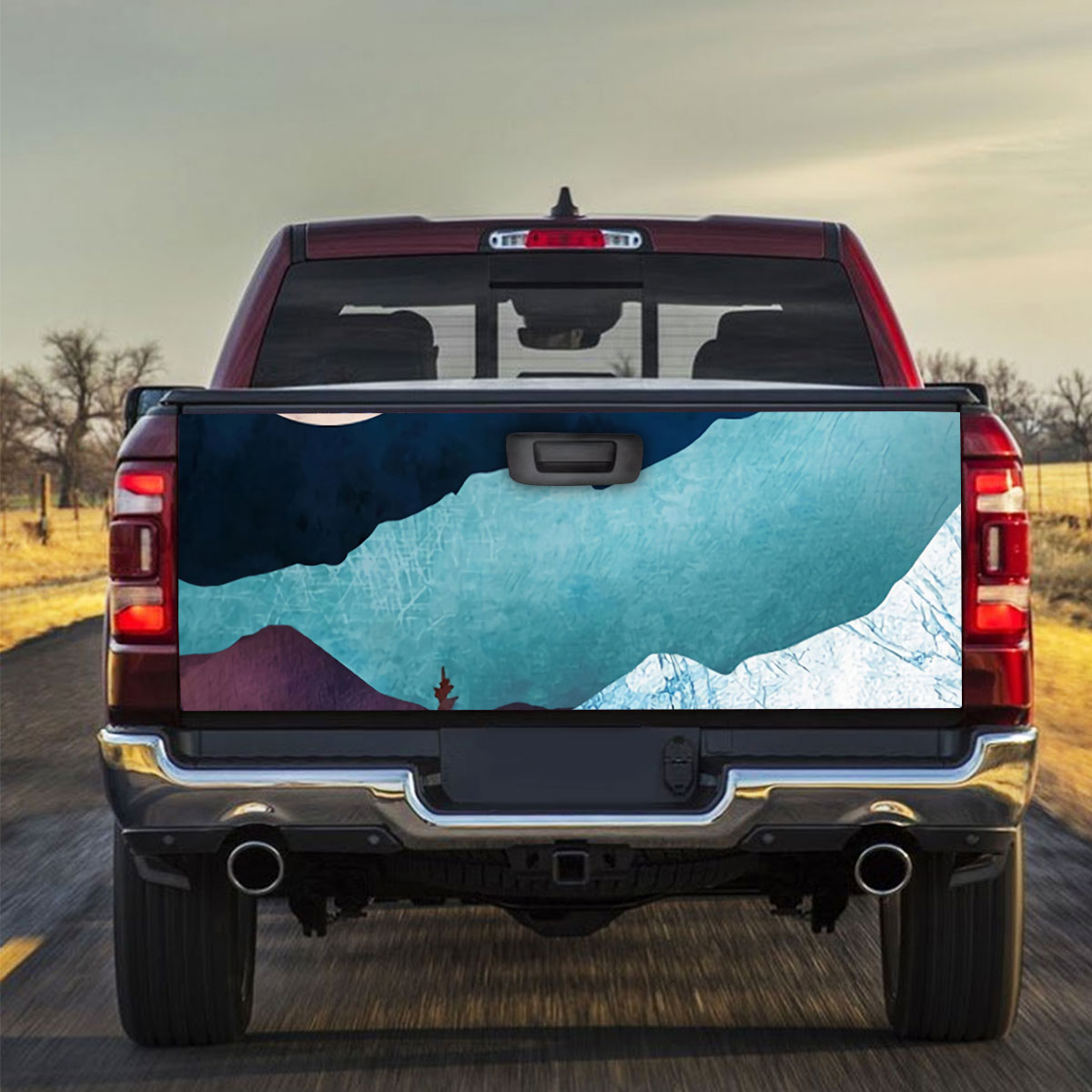 Mountain Sunset Retro Truck Bed Decal