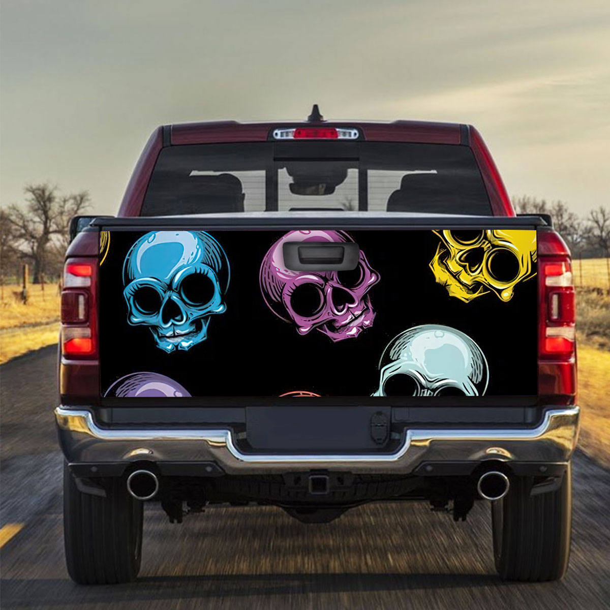 Multicolor Classic Skull Truck Bed Decal