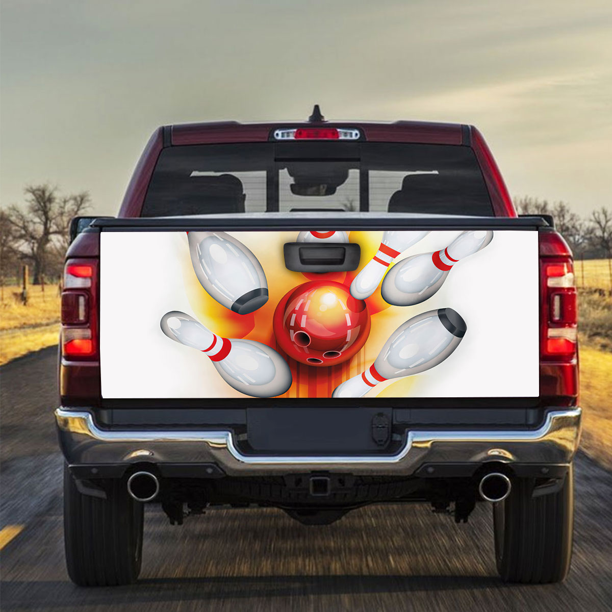 Orange Bowling Truck Bed Decal