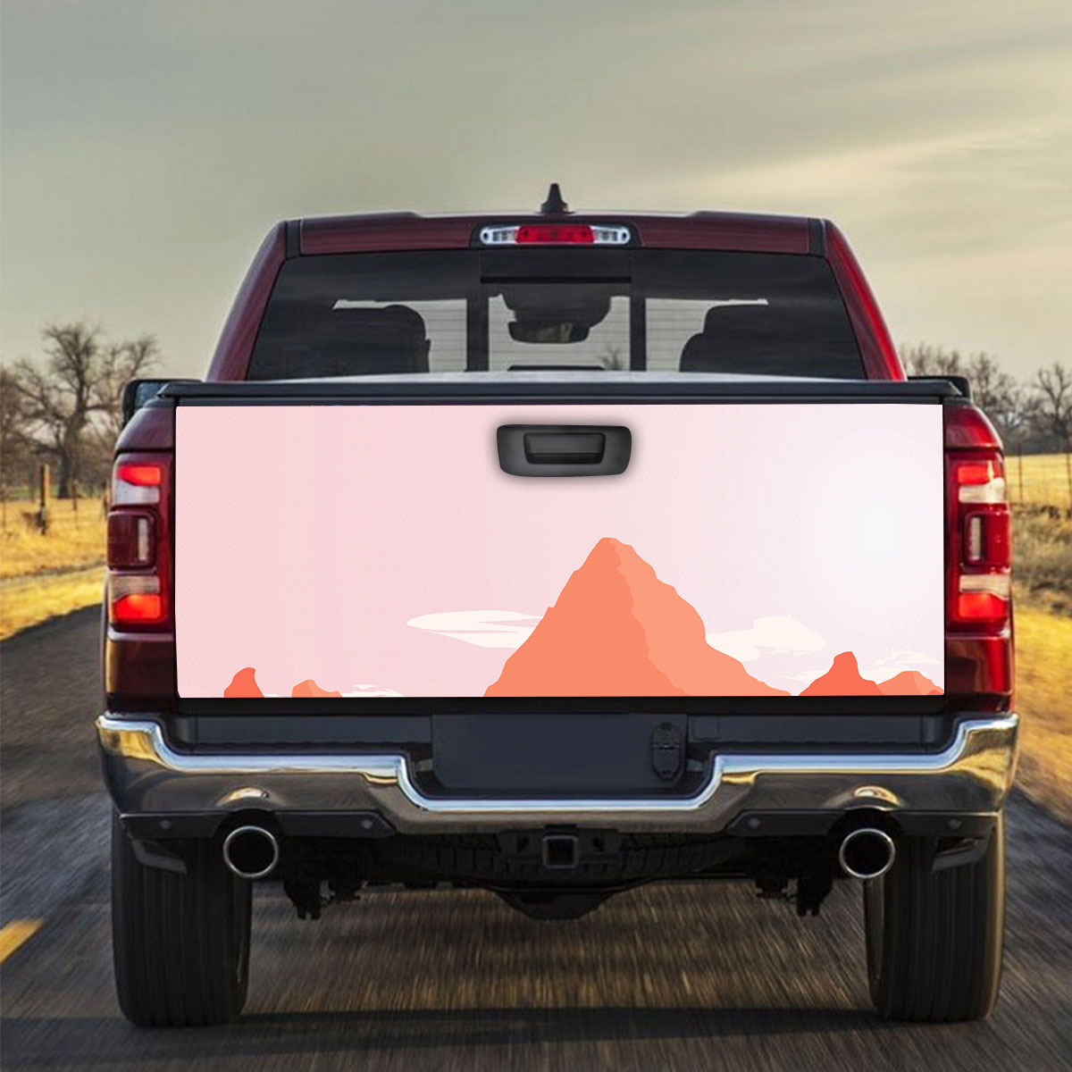 Orange Forest Mountain Truck Bed Decal