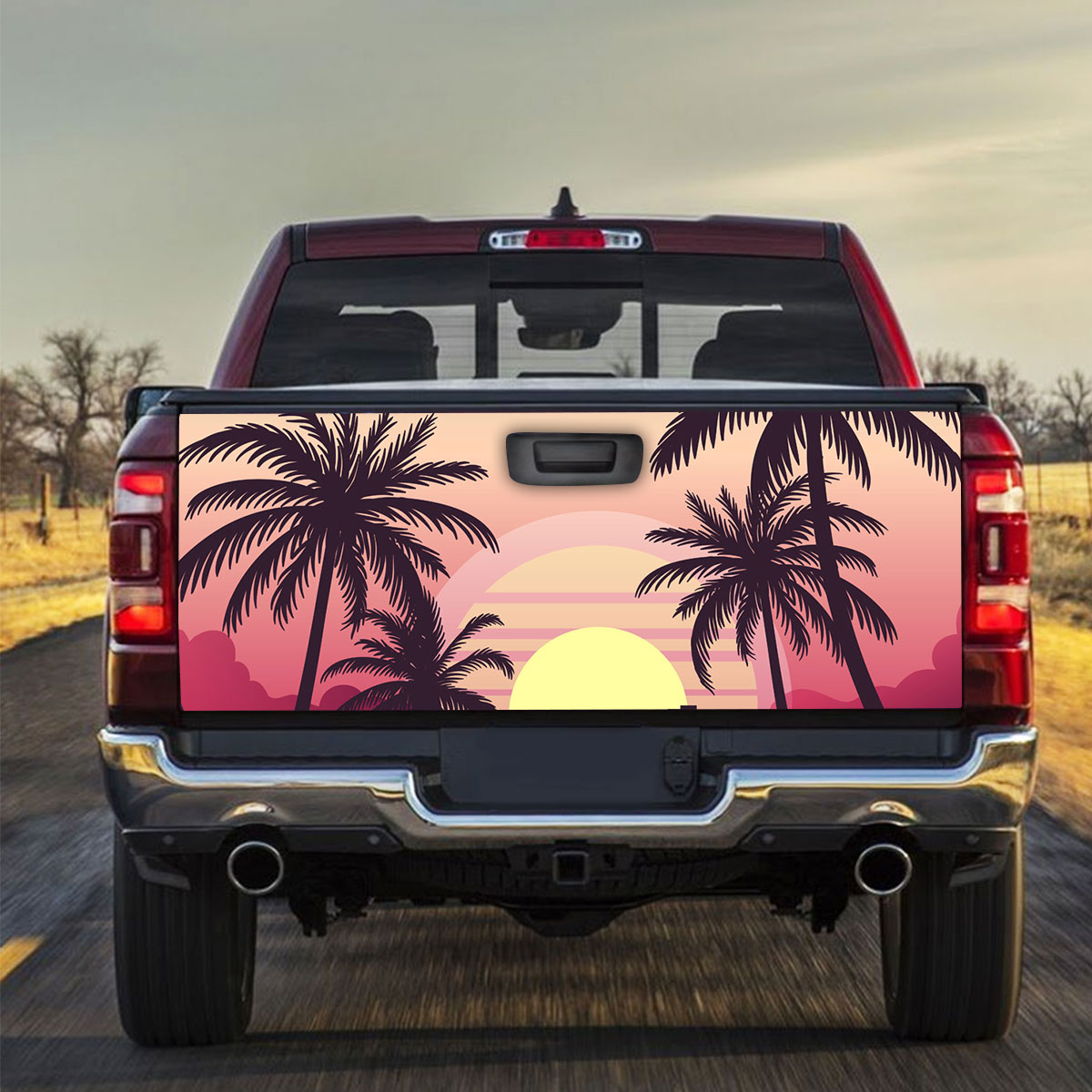 Palm Tree Sunrise Truck Bed Decal
