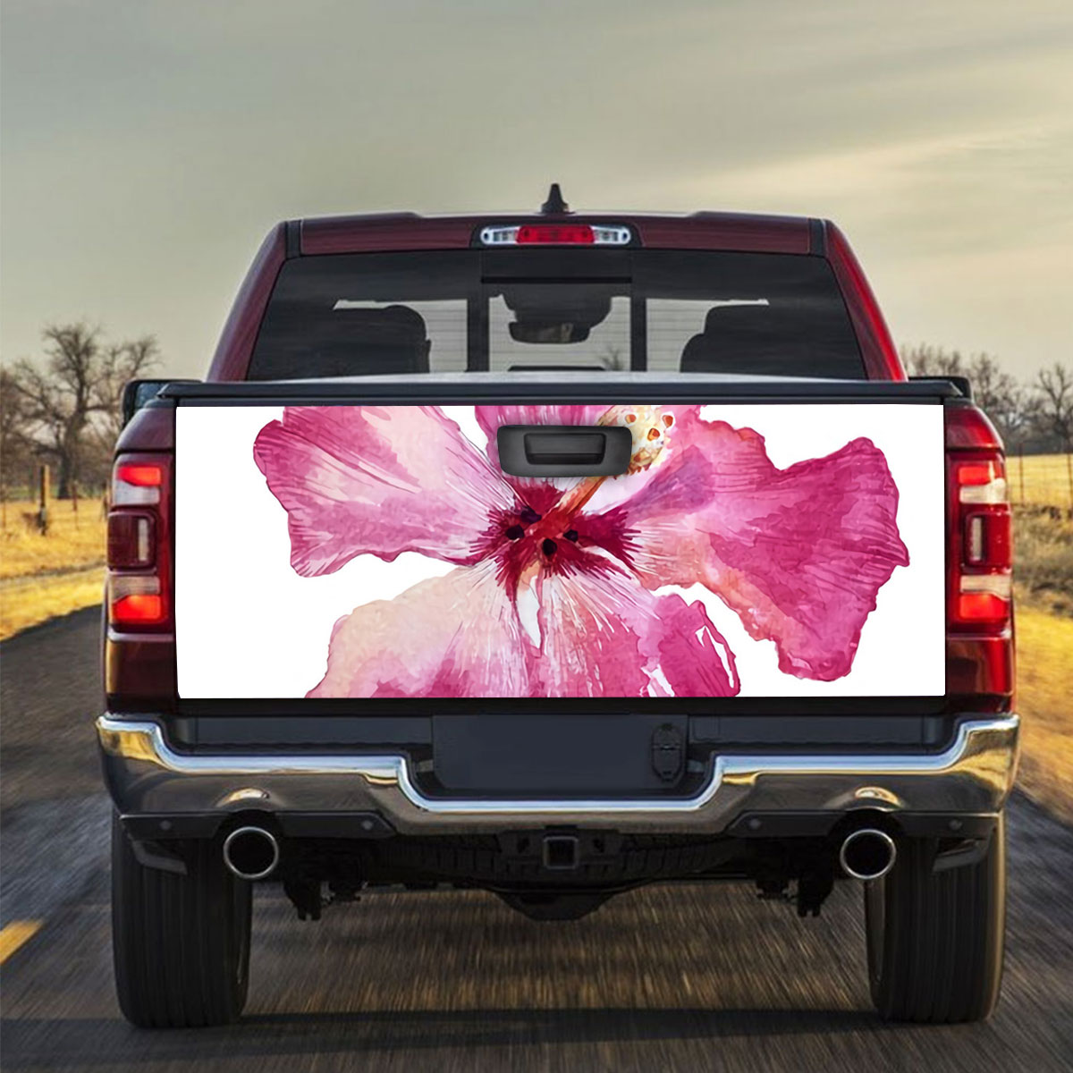 Pink Hibiscus Truck Bed Decal