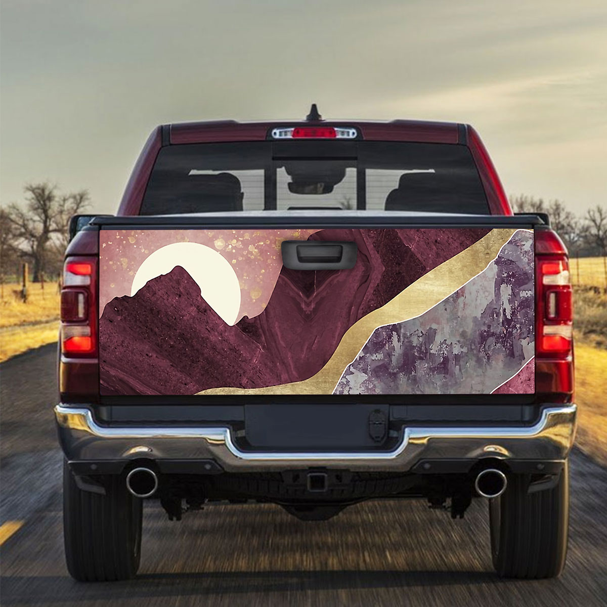 Pink Mountain And Sunset Truck Bed Decal