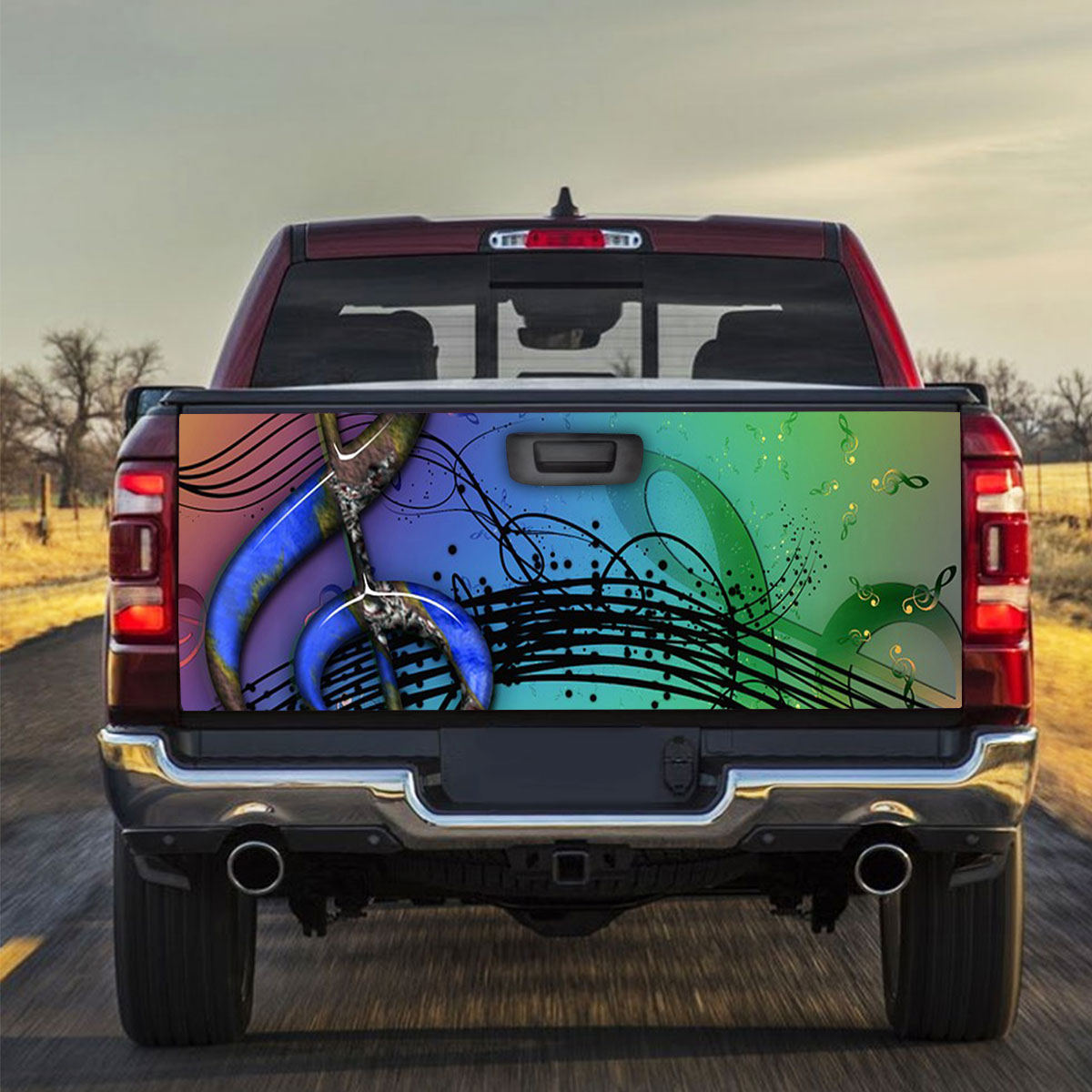 Rainbow Music Truck Bed Decal