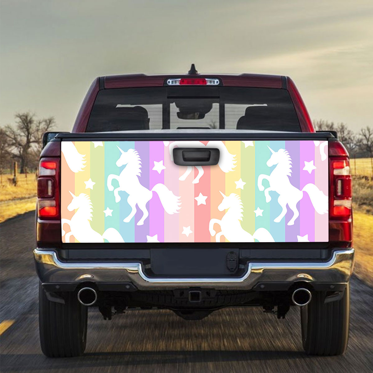 Rainbow Pink Unicorn Truck Bed Decal