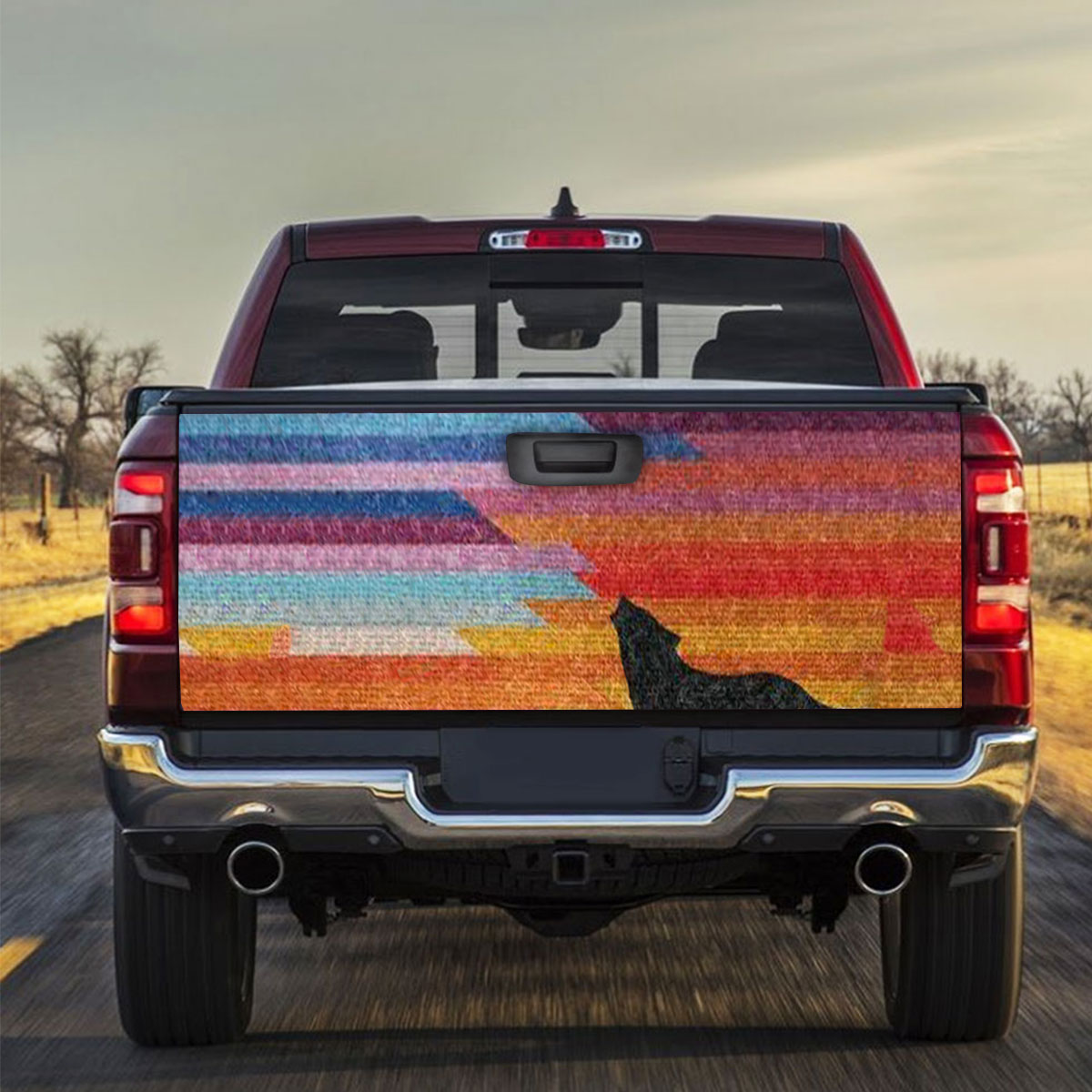 Rainbow Wolf Truck Bed Decal