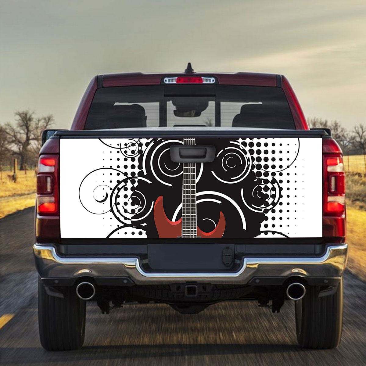 Red Guitar Truck Bed Decal