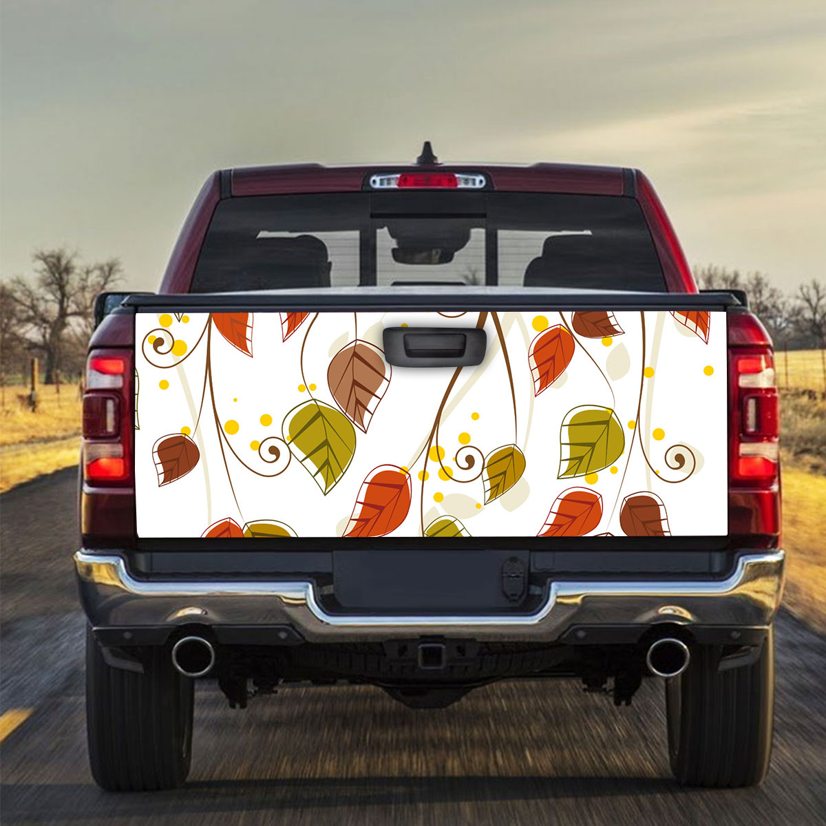 Retro Fall Leaves Truck Bed Decal