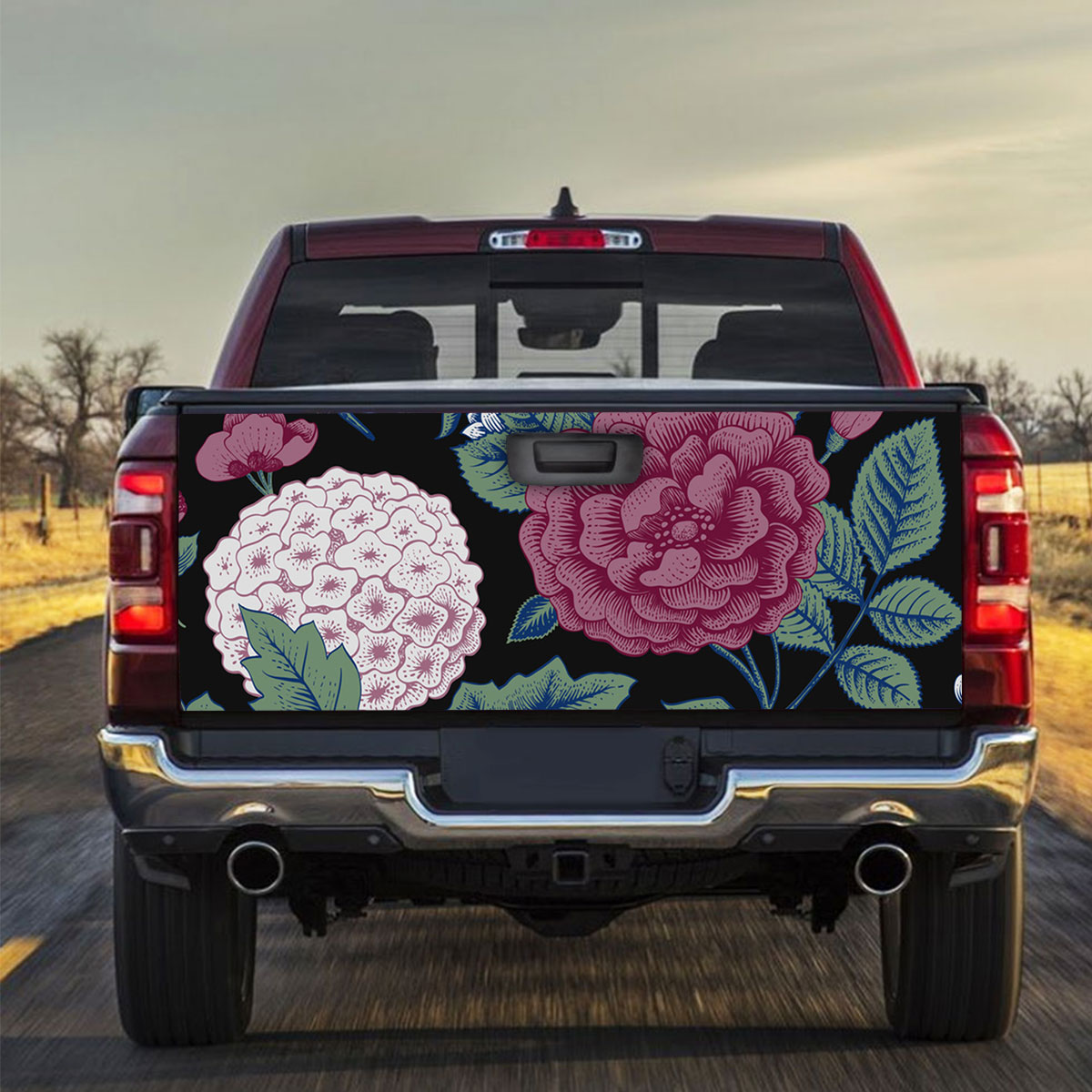 Retro Peony Truck Bed Decal