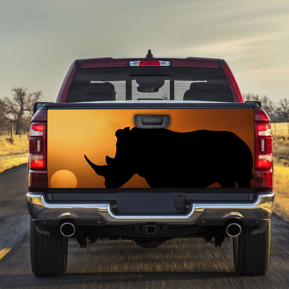 Rhino Under The Sunset Truck Bed Decal