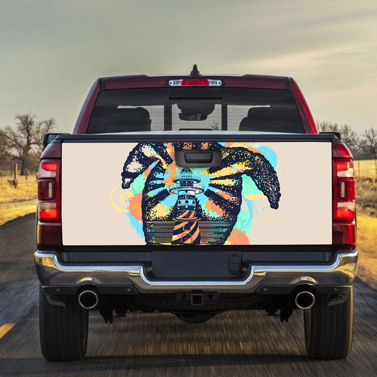 Sea Turtle Lighthouse Truck Bed Decal