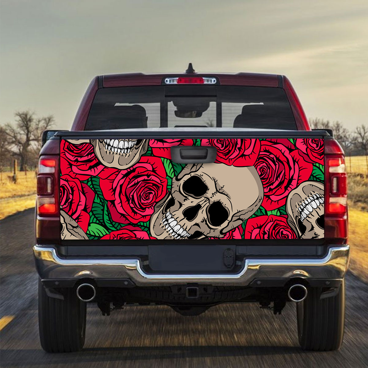 Skull Rose Truck Bed Decal