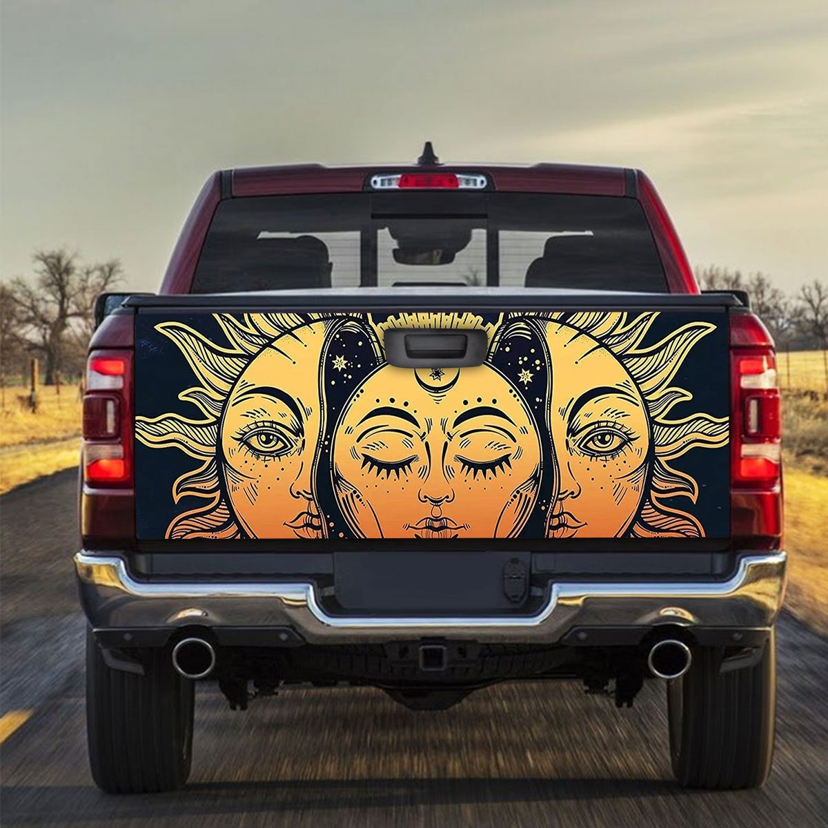 Sun and Moon Psychedelic Truck Bed Decal