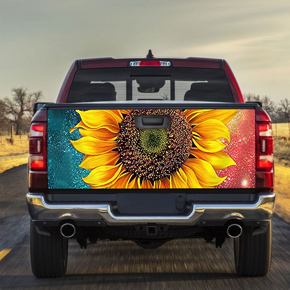 Trippy Galaxy Sunflower Truck Bed Decal