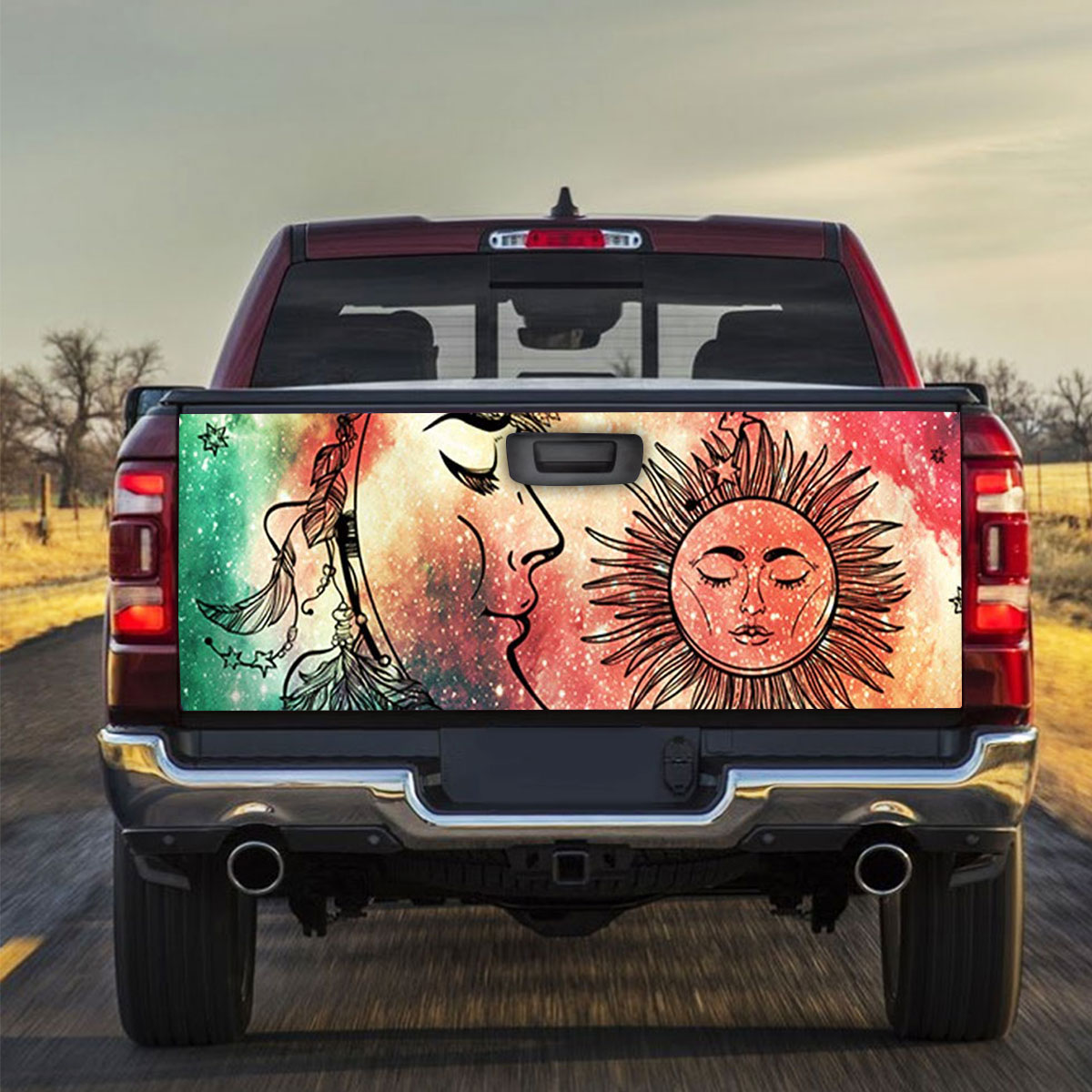 Trippy Mandala Sun And Moon Truck Bed Decal