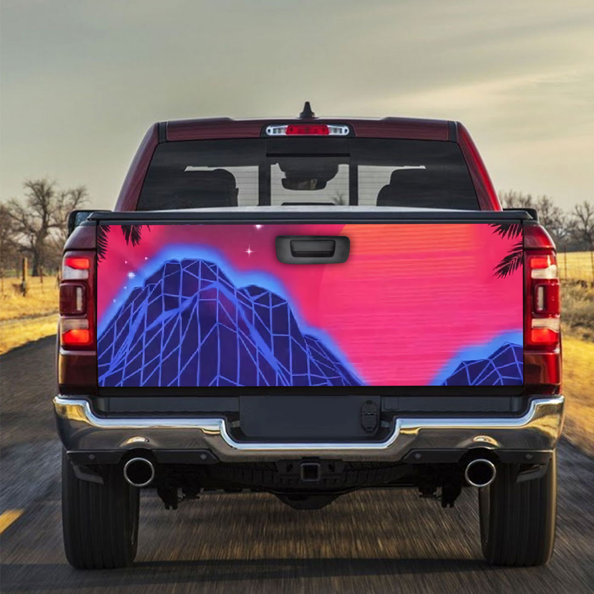 Trippy Retro Mountain Truck Bed Decal