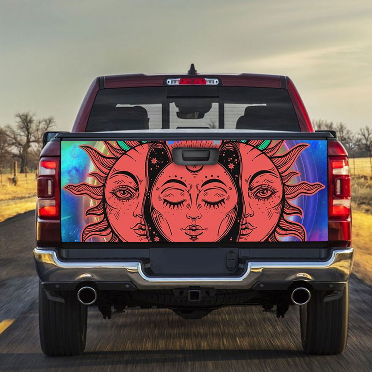 Trippy Sun and Moon Tapestry Truck Bed Decal