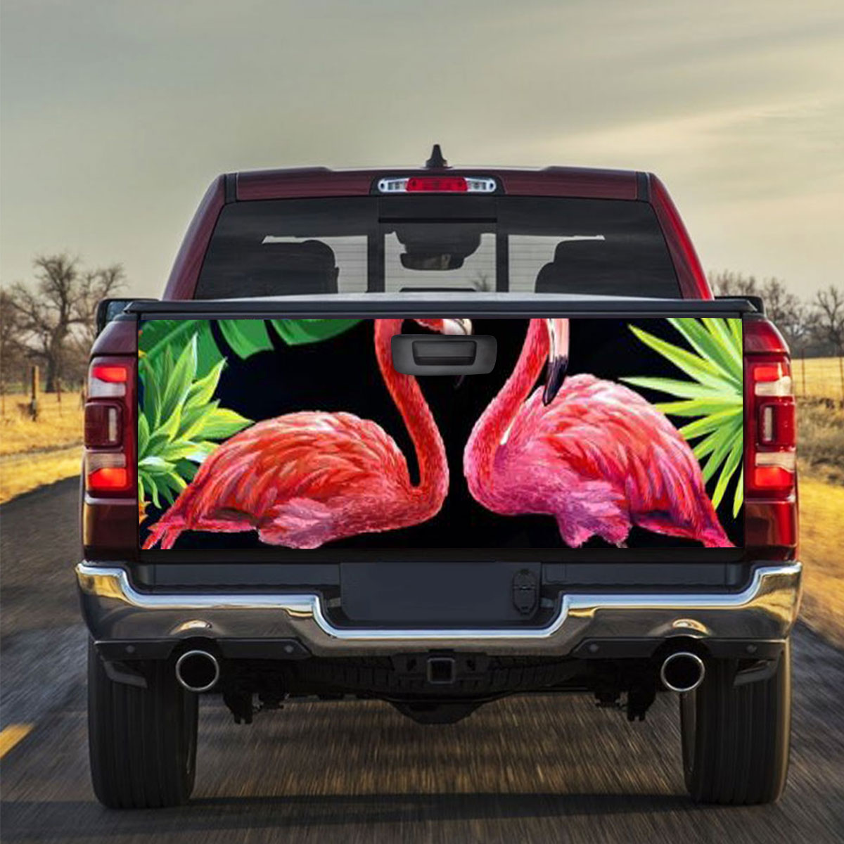 Tropical Flamingo Couple Truck Bed Decal