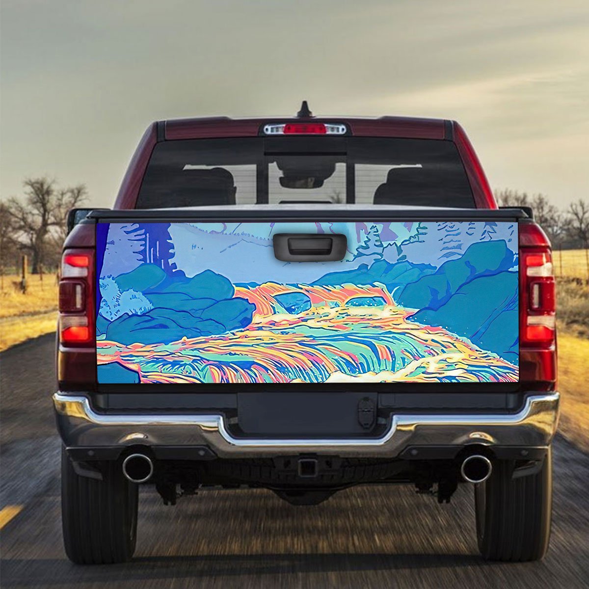 Vintage Abstract River Truck Bed Decal