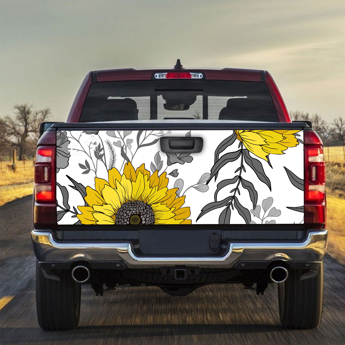 Vintage White Sunflower Truck Bed Decal
