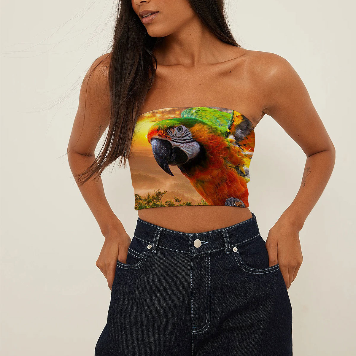 Parrot Under The Sunset Tube Top