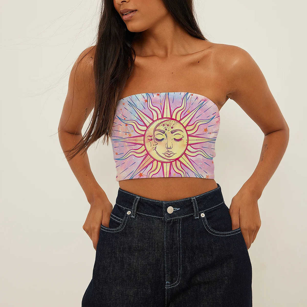 Pink Moon And Sun Tube Top