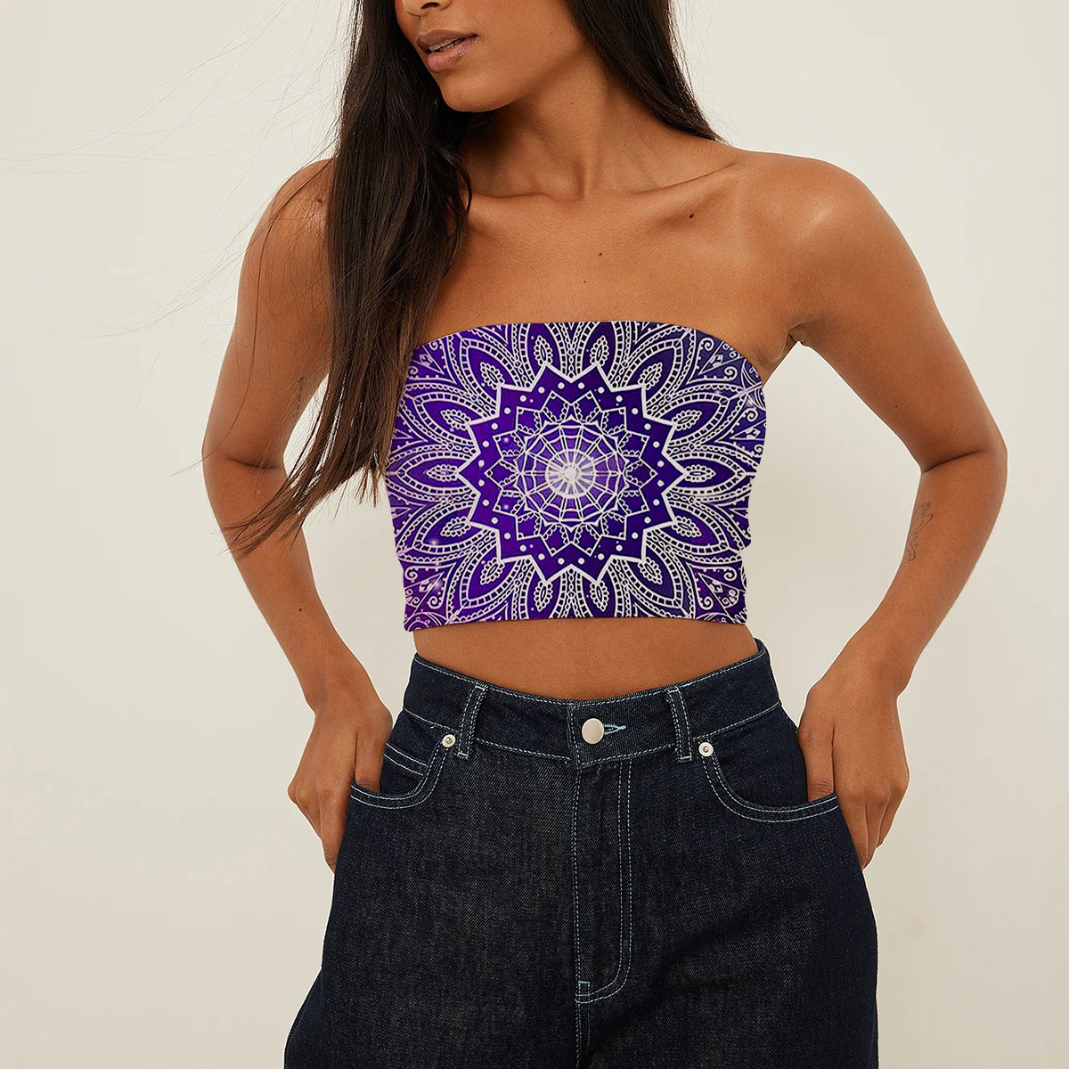 Purple Mandala Lotus Tube Top