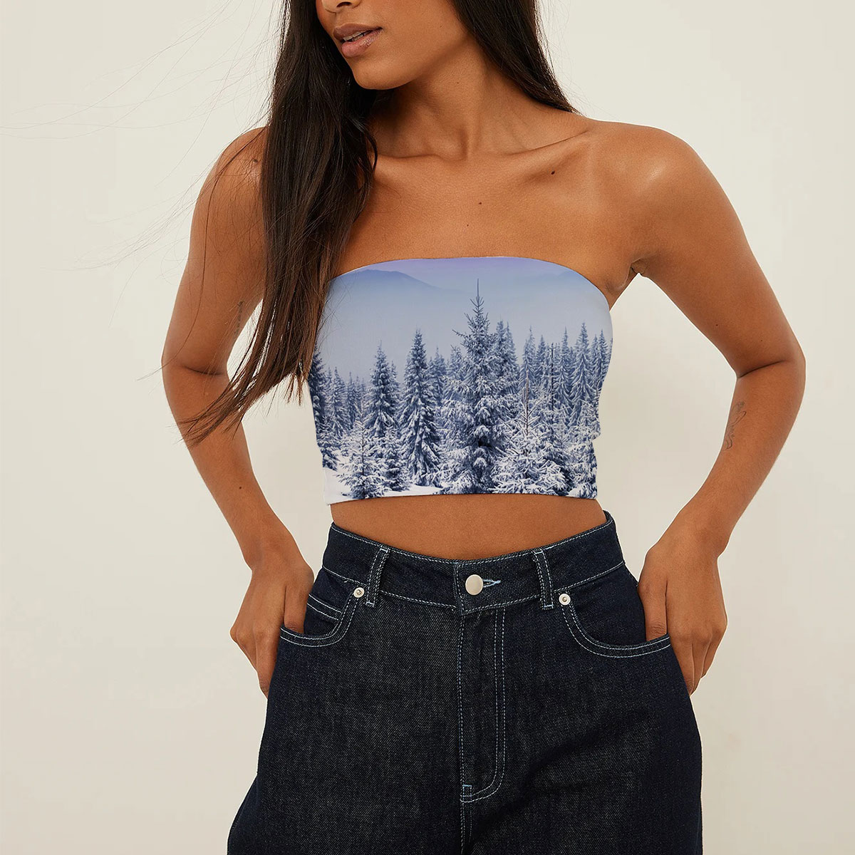 Sky And Snow Winter Tube Top