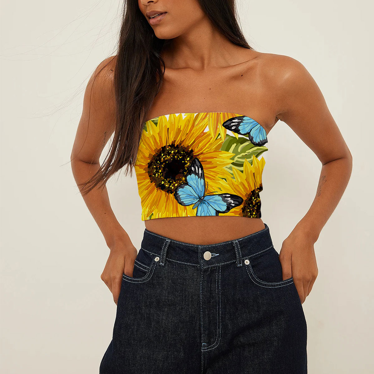 Sunflower Butterfly Tube Top