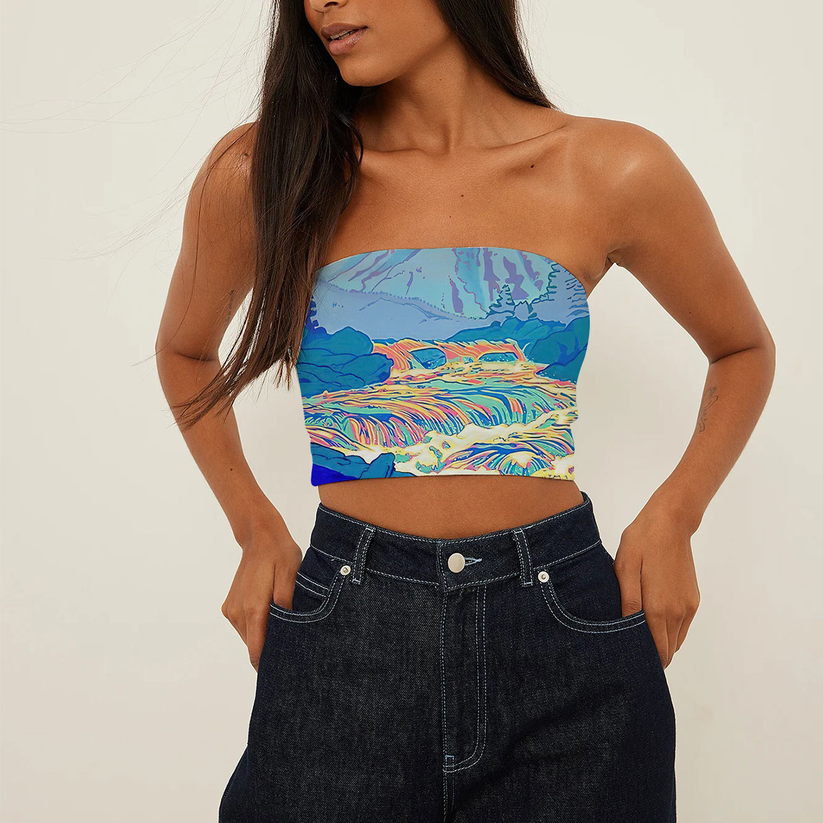 Vintage Abstract River Tube Top