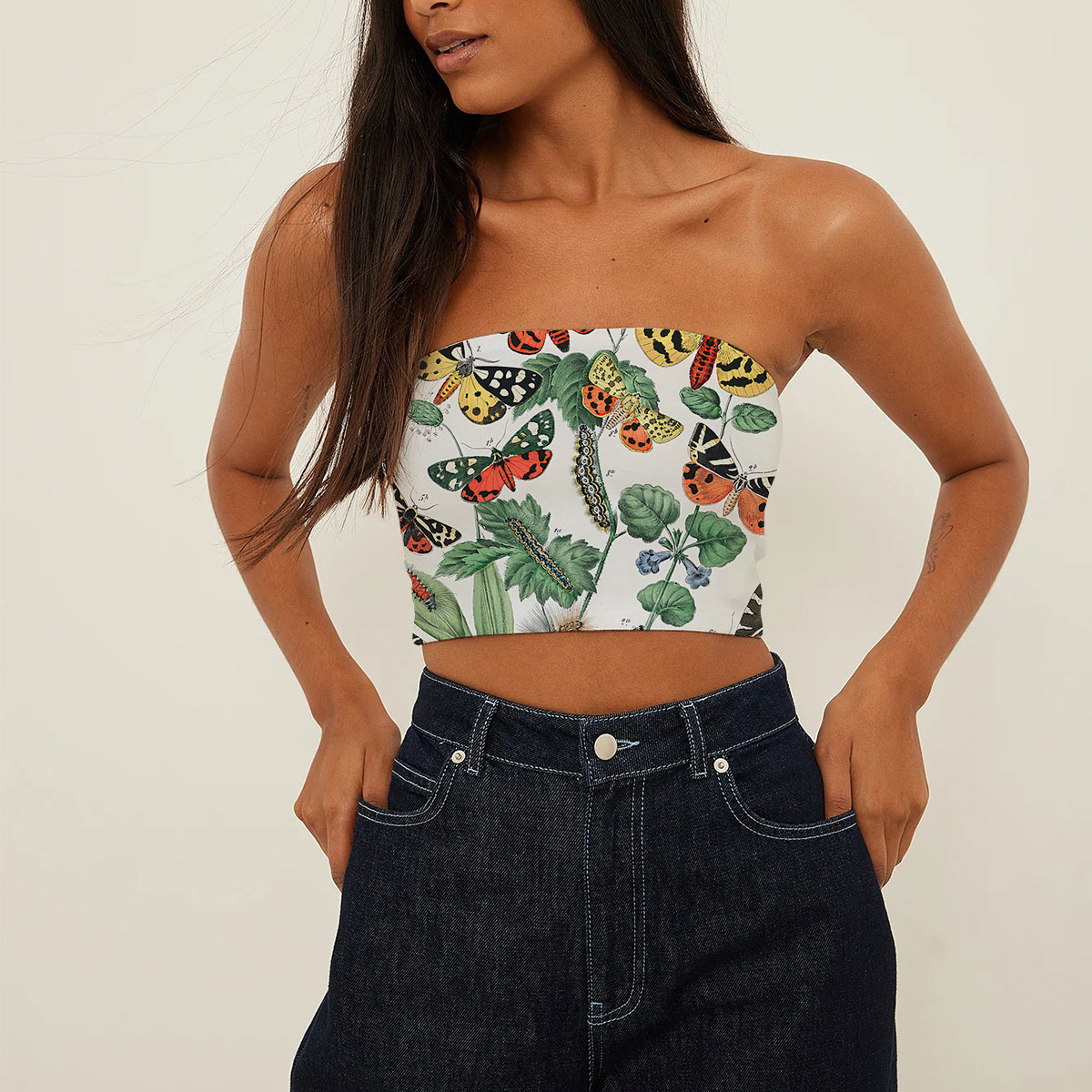 Vintage Butterfly Moth Tube Top