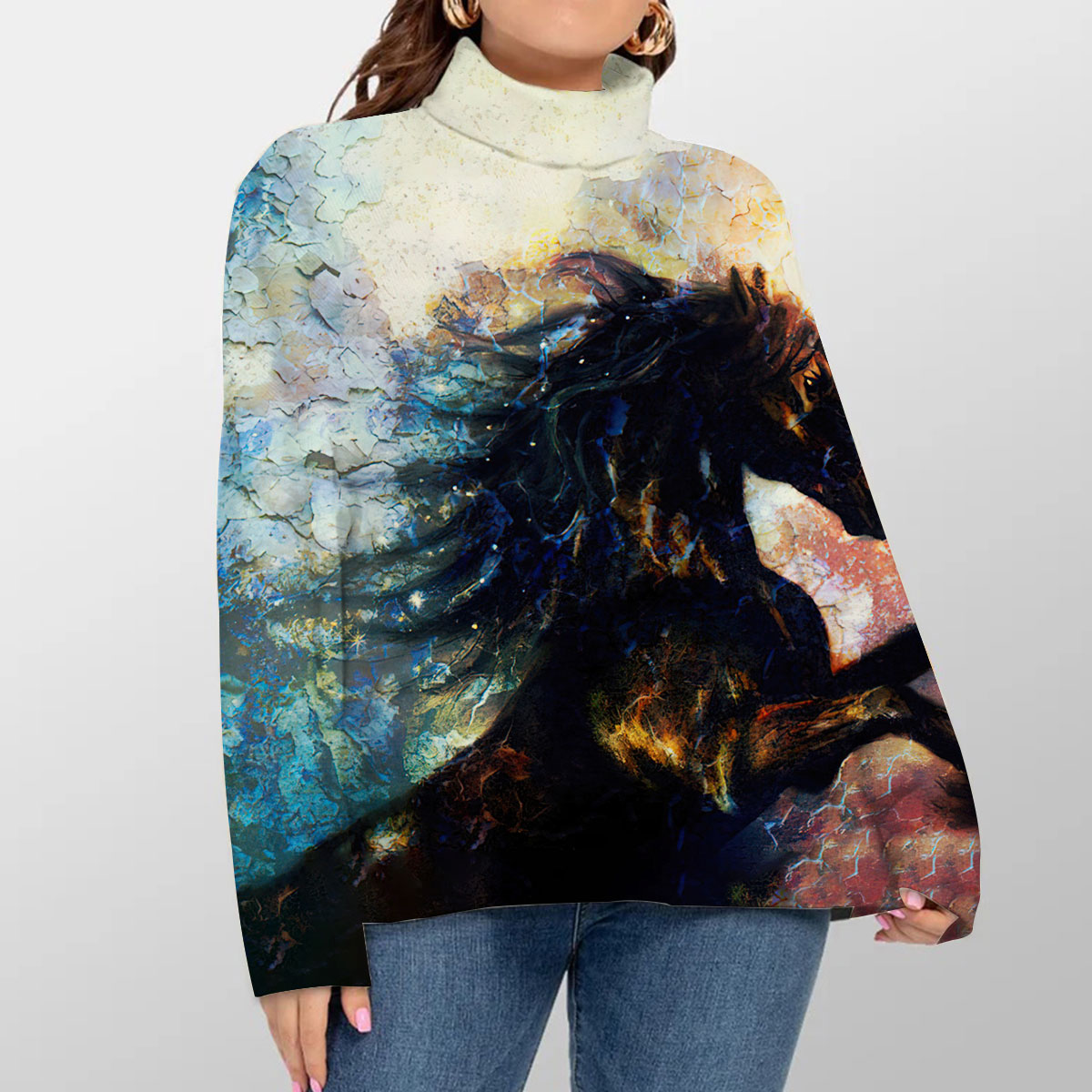Multi Coloured Unicorn Turtleneck Sweater