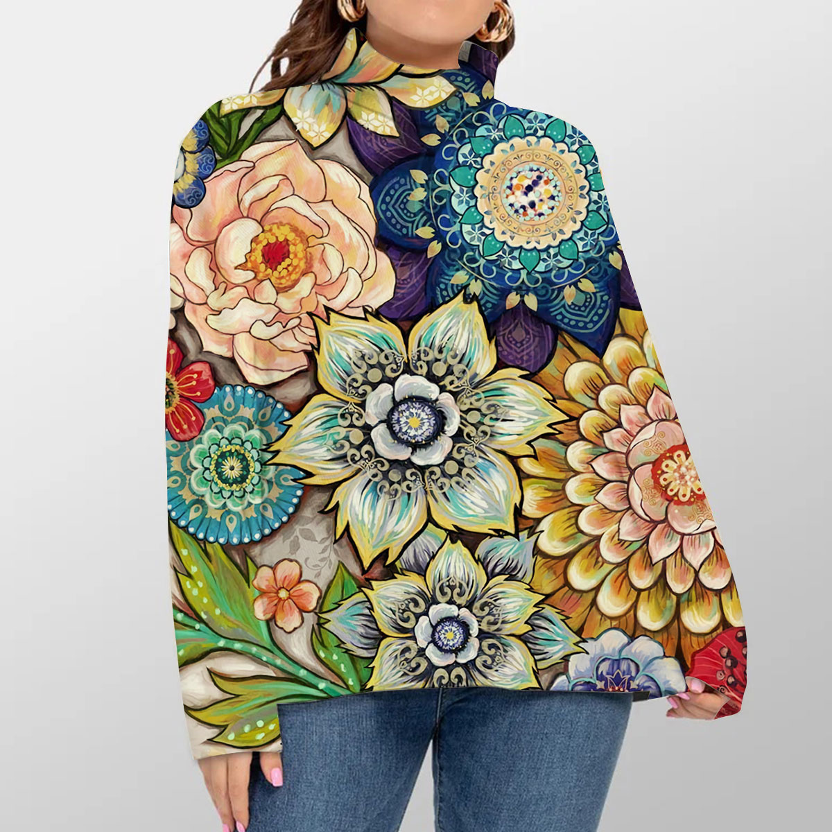 Multicolor Blossom Turtleneck Sweater