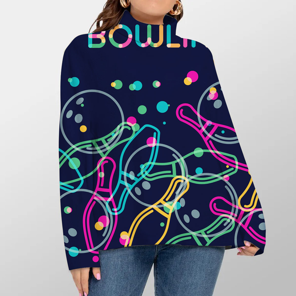 Neon Bowling Turtleneck Sweater