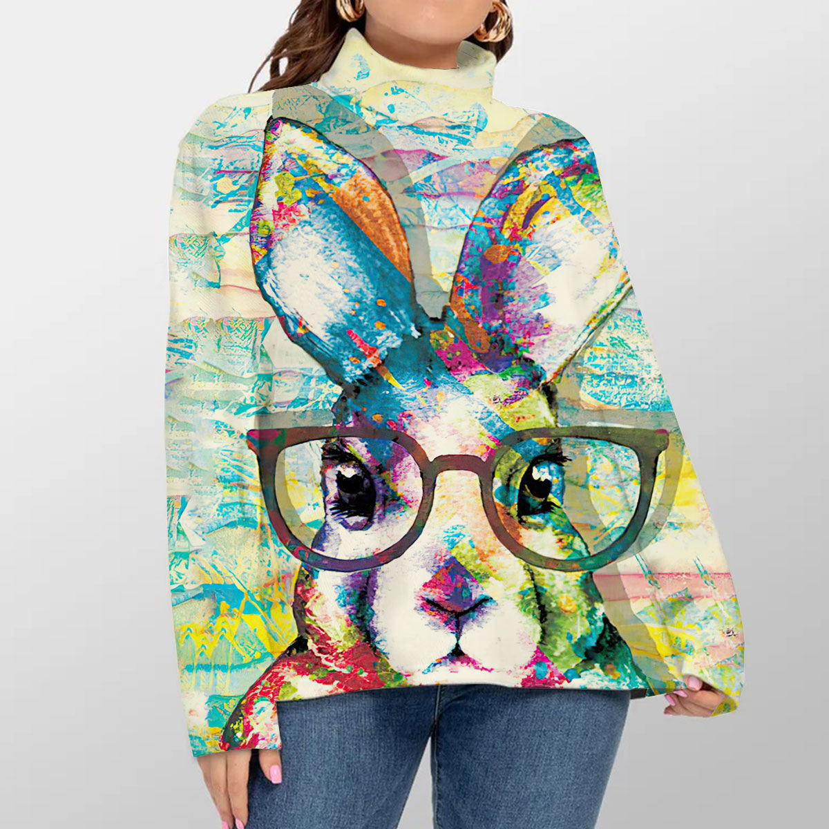 Nerd Rabbit Paint Splash Turtleneck Sweater