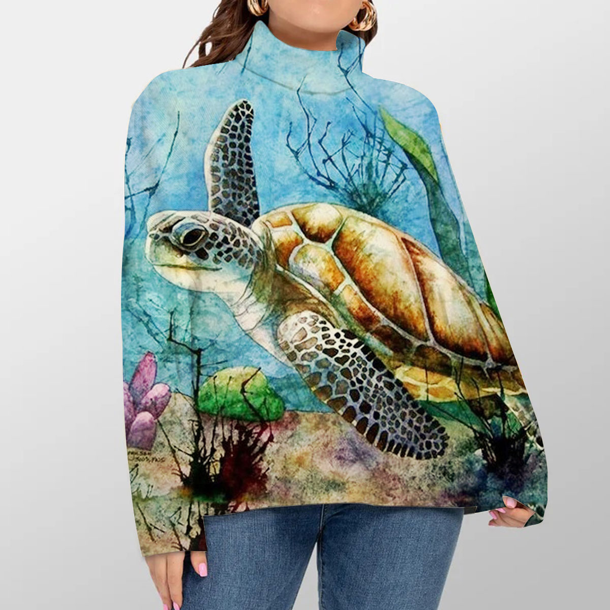 Ocean Turtle Turtleneck Sweater