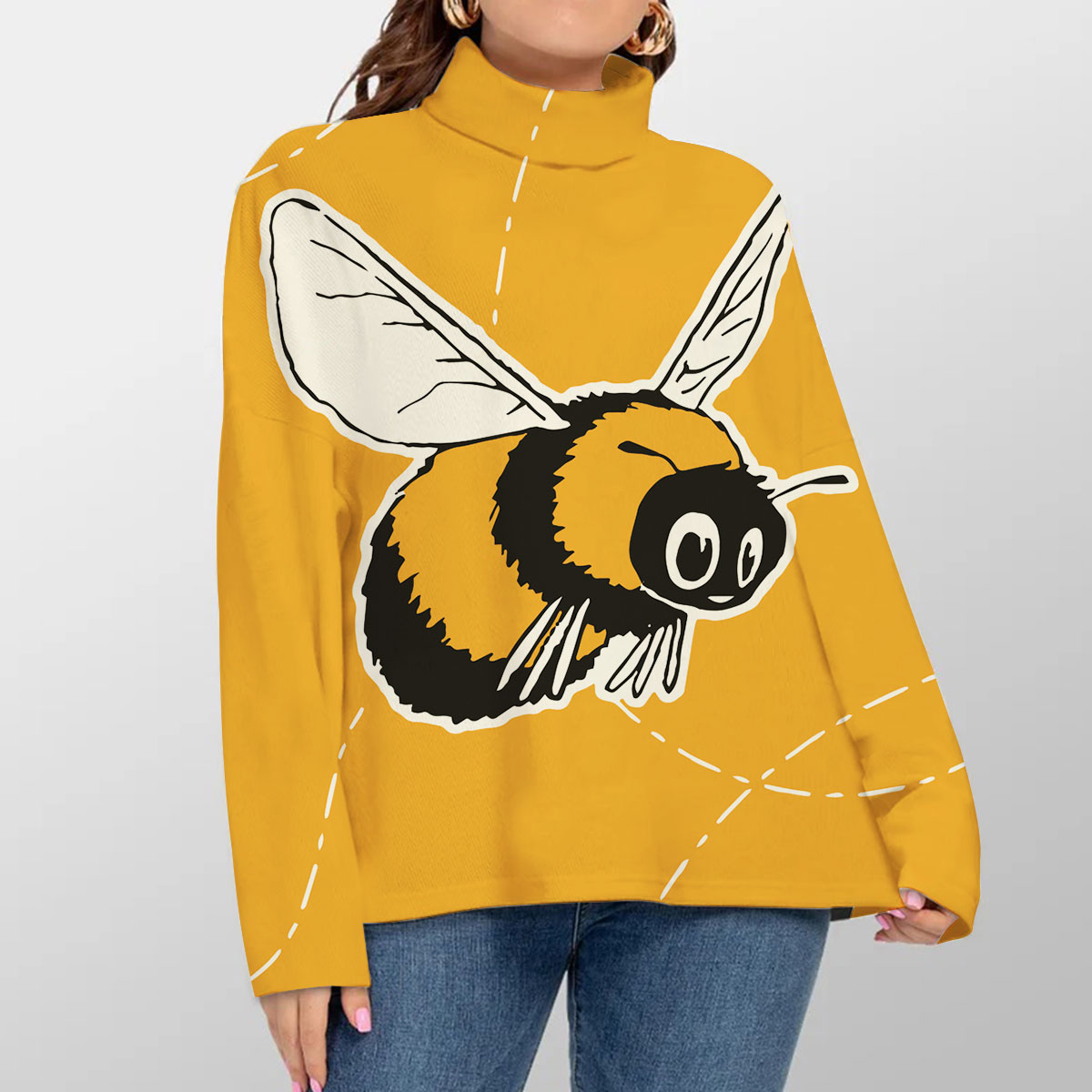 Orange Bee Turtleneck Sweater