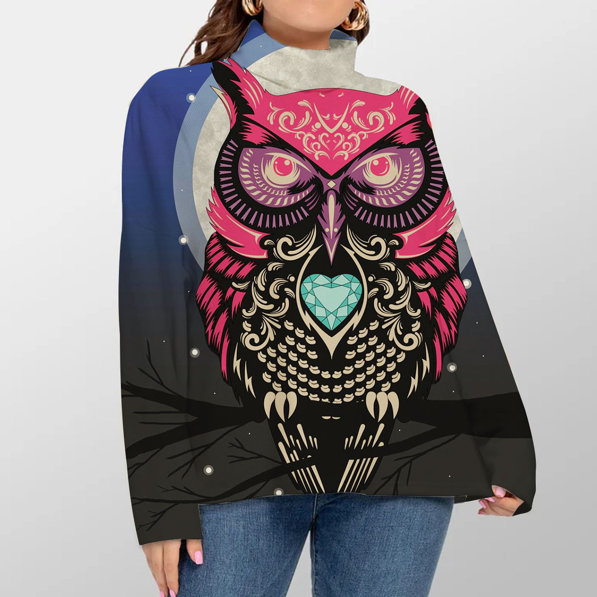 Owl Color Turtleneck Sweater