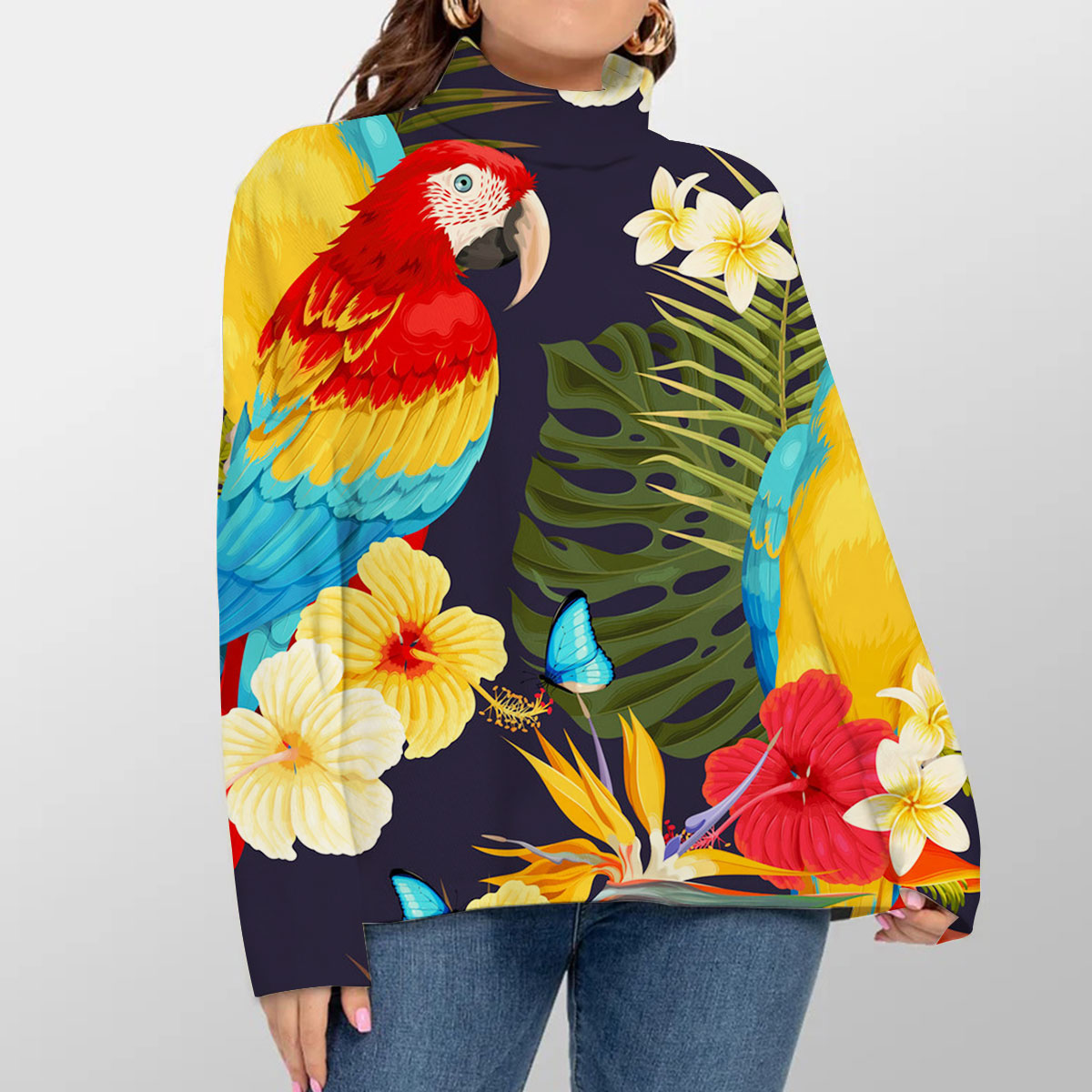 Parrot In The Jungle Turtleneck Sweater
