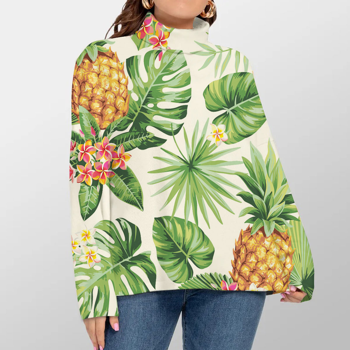 Pineapple Tropical Turtleneck Sweater