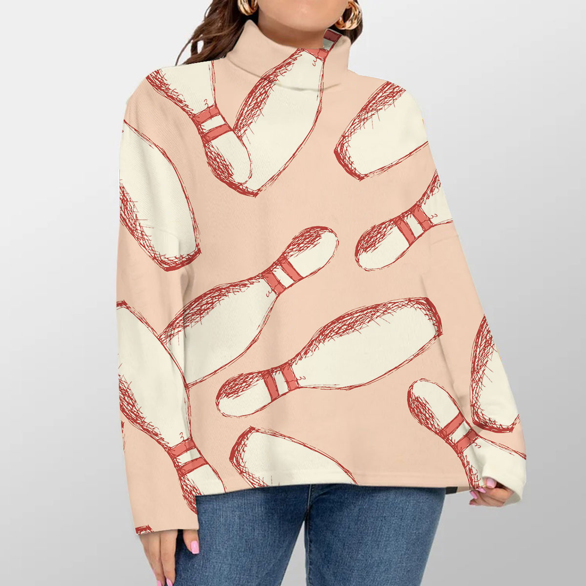 Pink Bowling Turtleneck Sweater