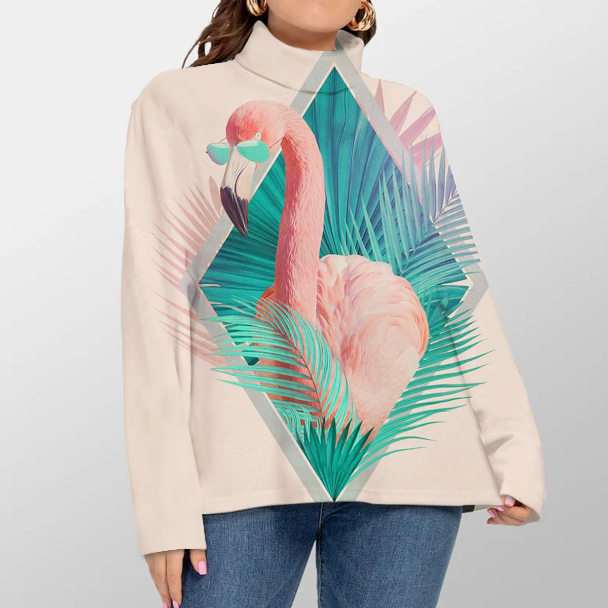 Pink Flamingo Turtleneck Sweater